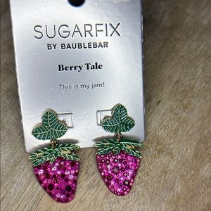 Sugarfix By BAUBLEBAR This My Jam Strawberry 🍓 Earrings NWT